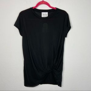 Sadie & Sage Black Front Twist Short Sleeve Top Size S NWT